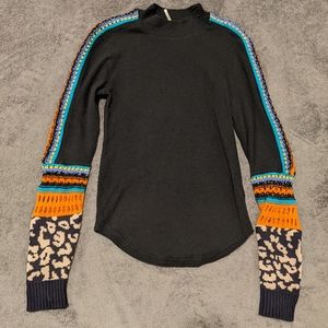 Free People Black Switch It Up Cuff Thermal Top Small